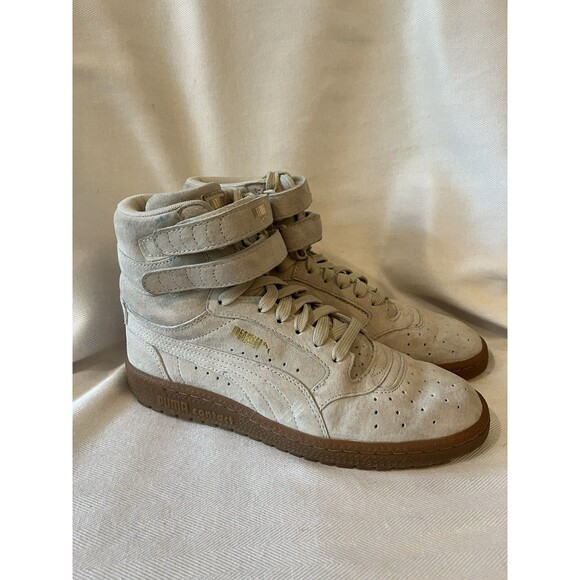 Puma Suede Old Skool 80’s High tops, Women Size‎ 6.5 Beige w/ Gold Puma - Picture 8 of 12